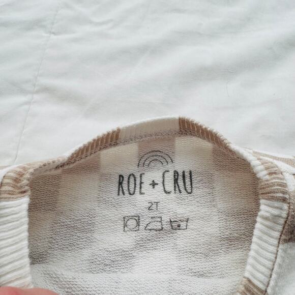 Roe + Cru White Ten Checkered Teal Smiley Face Graphic Print Sweatshirt Size 2T - Picture 3 of 6